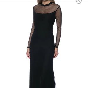 MARINA dotted mesh long sleeve gown